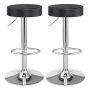 Bar stool set of 2 chromed steel, black