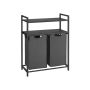 Laundry basket 2 x 46 L with 2 shelves, black-gray