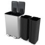 Trash can 48x38x67cm., silver/black