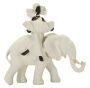 Decorative sculpture of an African woman on an elephant, Sand, black and gold colors, 29 × 29 × 13 cm