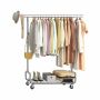 SONGMICS HSR014E01 Clothes Rack, With Shelf and Hooks, Silver