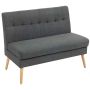 Sofa dwuosobowa 118 cm, kolor ciemnoszary, imitacja lnu, do małych pomieszczeń