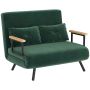 Sofa dwuosobowa z funkcją spania, 2 poduszki, zielona, ​​102 × 81 × 73 cm