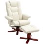 Armchair with footstool Homcom, cream/brown