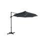 Parasol Ø 300 cm z oświetleniem solarnym LED i stojakiem, szary