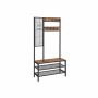 Outerwear rack and shoe bench HSR98BX, dark brown
