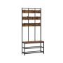 Outerwear rack and shoe bench HSR087B01, brown/black