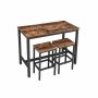 Bar table and chair set, 3 pieces, brown/black