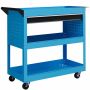 Tool trolley, 3 shelves and drawer, Blue/black, 82 × 76 × 35 cm