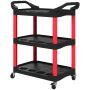 Tool trolley, 3 shelves, Black/red, 83 × 43 × 97 cm