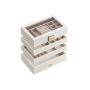 Stackable 4-tier jewelry box, white - cream color
