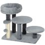 Cat scratching post with steps, 3 levels, Grey, 60 × 56 × 40 cm