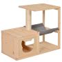 Domek dla kota PawHut 70x35x60cm, jasnobrązowy/szary