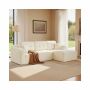 Narożna sofa modułowa VASAGLE, lewa, z dużym szezlongiem, biała, 150 × 244 × 73 cm