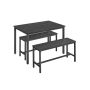 Dining table with 2 benches, black