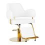 Barber chair Gabbiano Linz NQ, white with gold base, hydraulic height adjustment