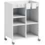 Book trolley with wheels, 3 shelves, white