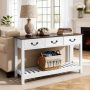 Konsola VEVOR XGZ0701W, 3 szuflady i dolna półka, brązowo-biała, 120 × 80 × 30 cm