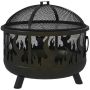 Palenisko zewnętrzne i grill 2 w 1, Ø61 cm, czarny