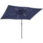 Parasol ogrodowy, LED, uchylny, niebieski, 289 × 198 × 248 cm