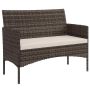 Sofa ogrodowa dwuosobowa, khaki i brąz, 115 × 85 × 63 cm