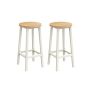 Set of 2 bar stools 32x65cm., white/light brown