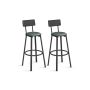 Bar stool set, 2 pcs., with footrest, green