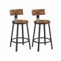 Set of 2 bar stools, vintage brown-black