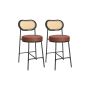 Set of 2 bar stools 48.2x45.7x104.7cm., black/light brown