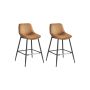 Set of 2 bar stools 49.5x50x87.5cm., black/brown