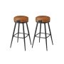 Set of 2 bar stools 56x56x76cm., black/brown