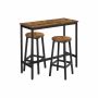 Bar table with 2 bar stools, black/brown