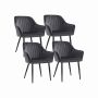 Dining chair set Velvet, light gray, straight lines