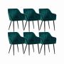 Dining chair set, 6 pieces, blue