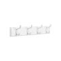Wall hanger with 4 metal hooks, white