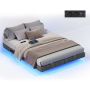 VASAGLE bed frame, LED lighting, Grey
