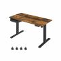Biurko elektryczne regulowane na wysokość 60 x 140 cm z gniazdkami i portami USB, brązowo-czarne