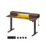 Electric height-adjustable desk with lighting 60x140x120cm., brown/black