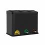 Trash can 3 x 15 liters with lid and inner removable container, black