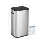 50 liter trash can with sensor made of silver stainless steel