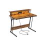 Desk with charging station 60x100x91cm., brown/black