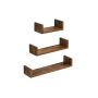 Set of 3 wall shelves, brown