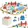 Wooden train set VEVOR, 113 pieces, 34 × 30 × 12 cm