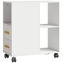 Mobilny stojak pod drukarkę z regulowaną półką, 60 x 30 x 65 cm, biały