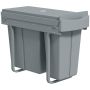 Mounted waste bin, 20 l + 10 l, Grey, 52 × 40.8 × 26 cm
