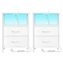 SONGMICS Bedside Table, 2 Drawers and Open Compartment, White, 39.6 × 60.4 × 30 cm