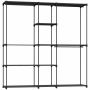 Portable wardrobe, 8 shelves, 3 hangers, Black, 182 × 185 × 43 cm