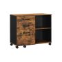 Industrial style cabinet with wheels