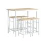 Set of 4 bar stools with tables, white/light brown