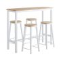Set of 4 bar stools 39x41x95cm., white/light brown